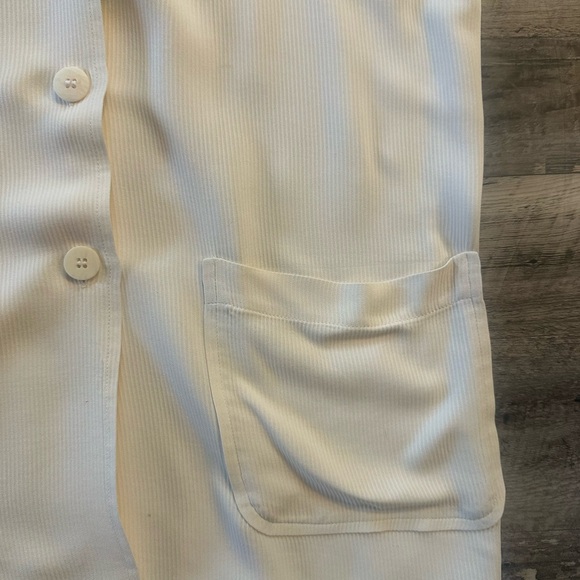 Vintage 100% Silk Ann Taylor Striped Cream Button-Down Blouse Size M - Picture 4 of 9
